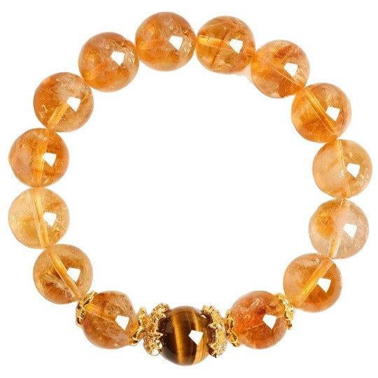 Full golden crystal and tiger eye bracelet from above