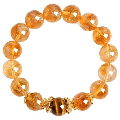 Full golden crystal and tiger eye bracelet from above