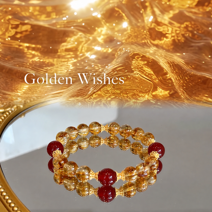 Golden Wishes classic golden quartz and red agate bracelet
