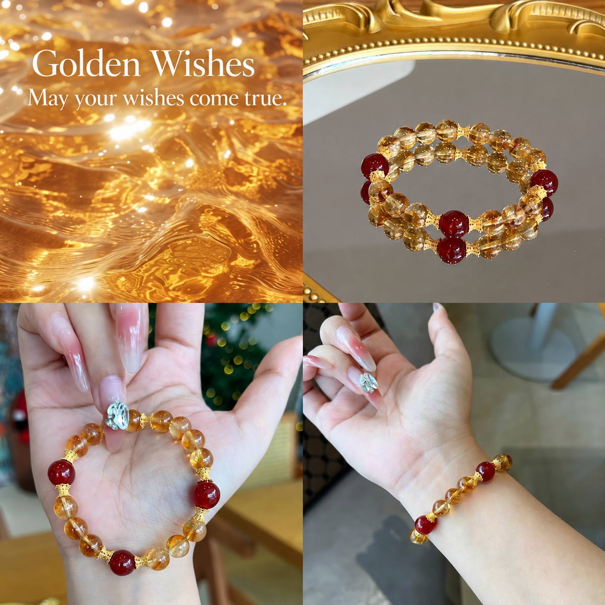 Golden Wishes bracelet with original hand and wrist views