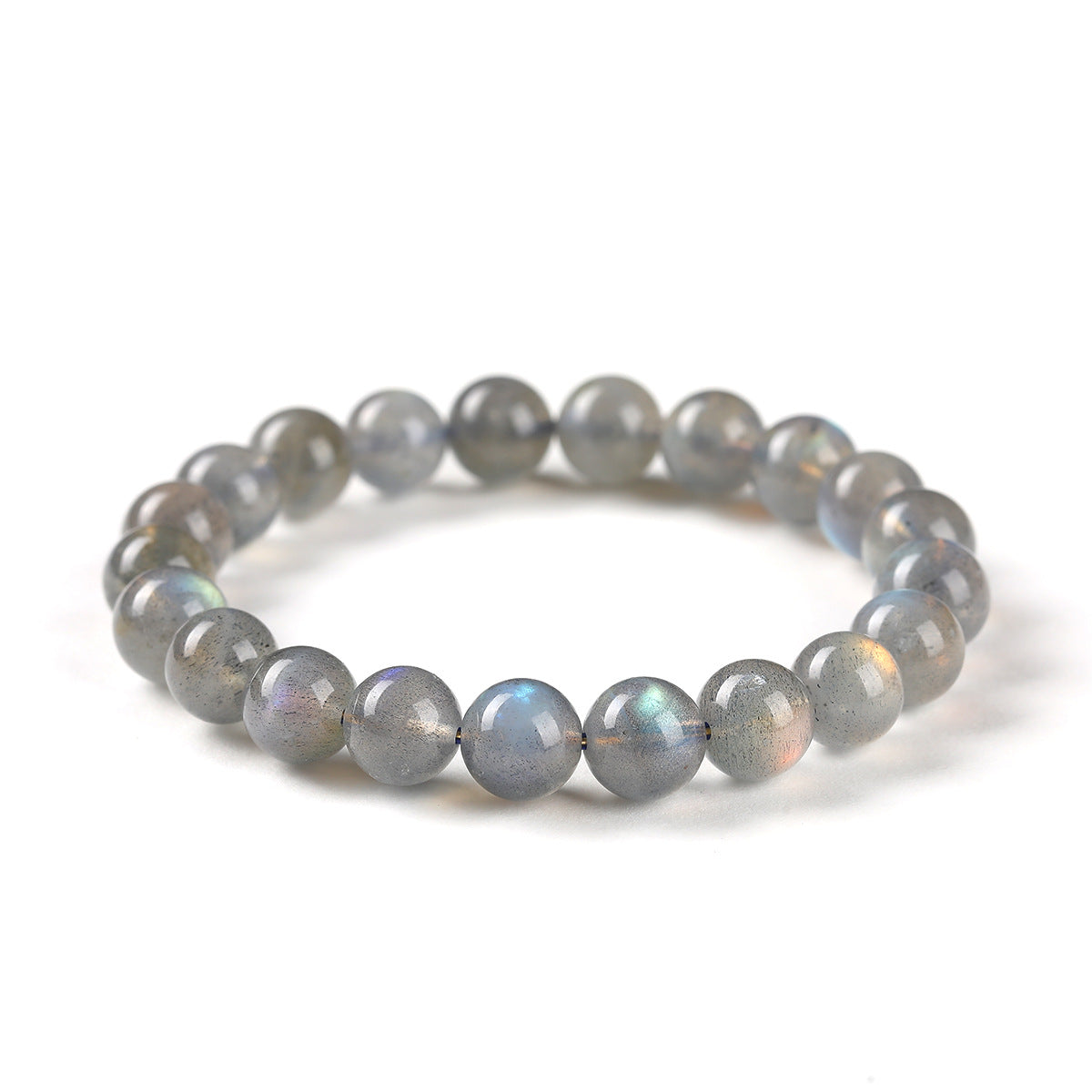 Gray moonstone bracelet showing natural inclusions and optical sheen