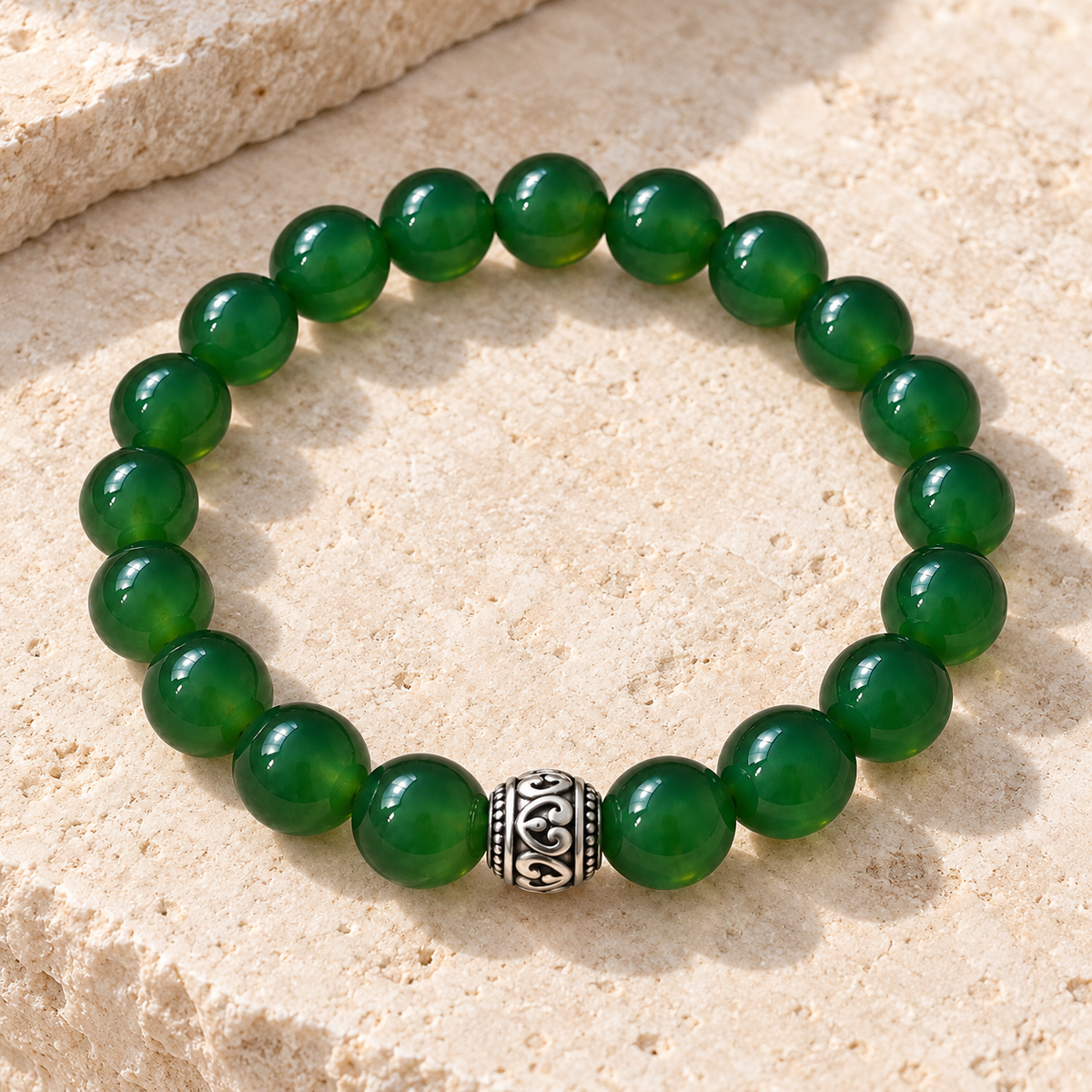 Natural Green Agate Bracelet – 8mm – material detail