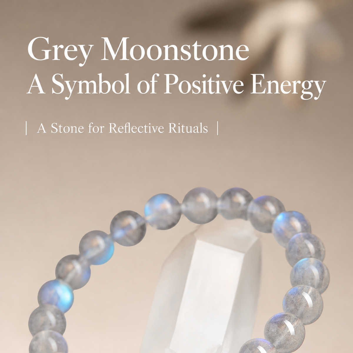 Grey moonstone bracelet blue flash and natural texture