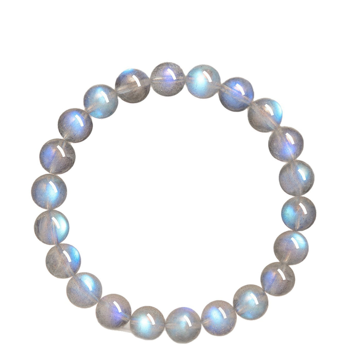 Grey moonstone bracelet blue flash and natural texture