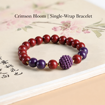 Crimson Bloom — Single Wrap herbal incense bead jewelry
