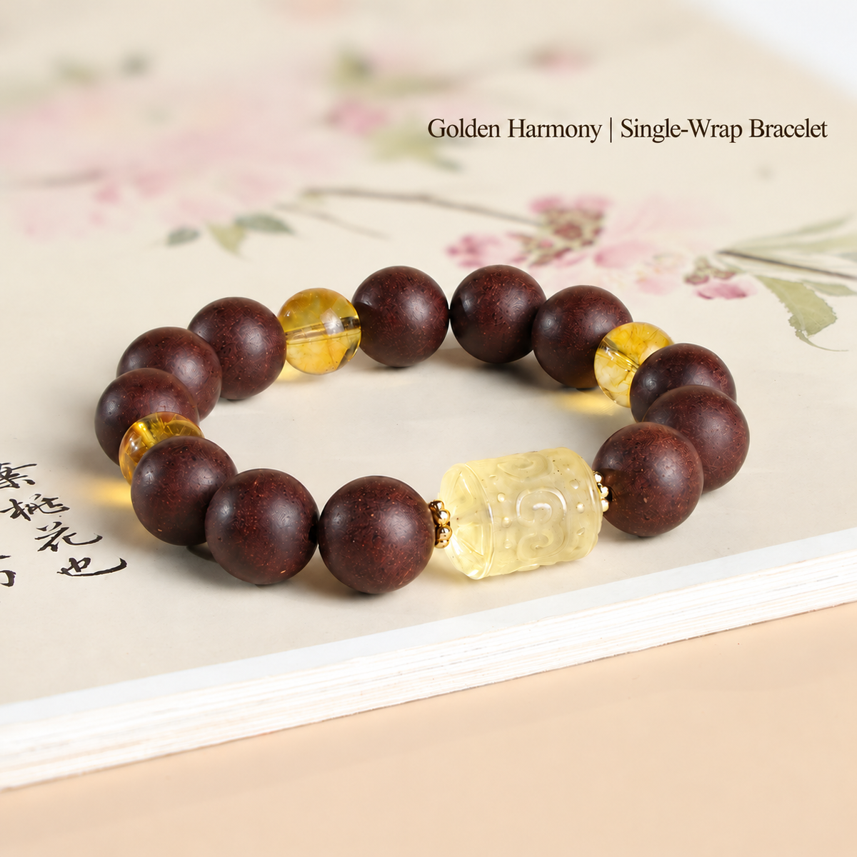 Golden Harmony — Single Wrap herbal incense bead jewelry
