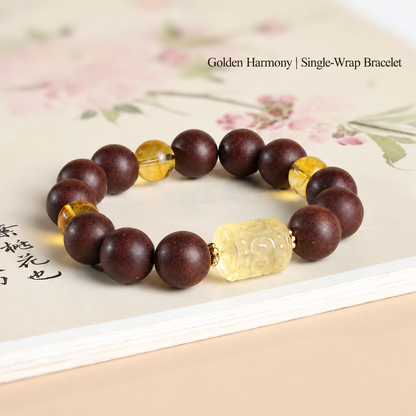 Golden Harmony — Single Wrap herbal incense bead jewelry