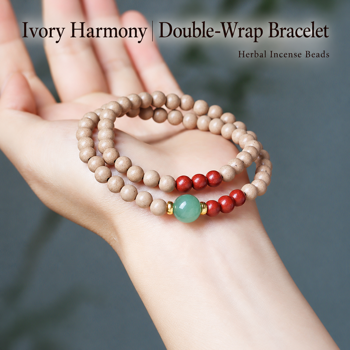 Ivory Harmony — Double Wrap herbal incense bead jewelry
