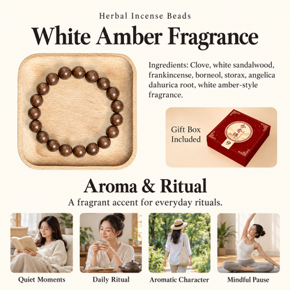 White Amber Fragrance herbal incense bracelet and gift box