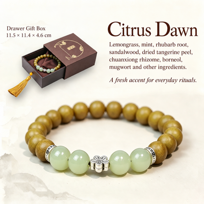 Citrus Dawn herbal incense bracelet and gift box