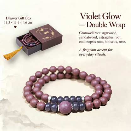 Violet Glow — Double Wrap herbal incense bracelet and gift box