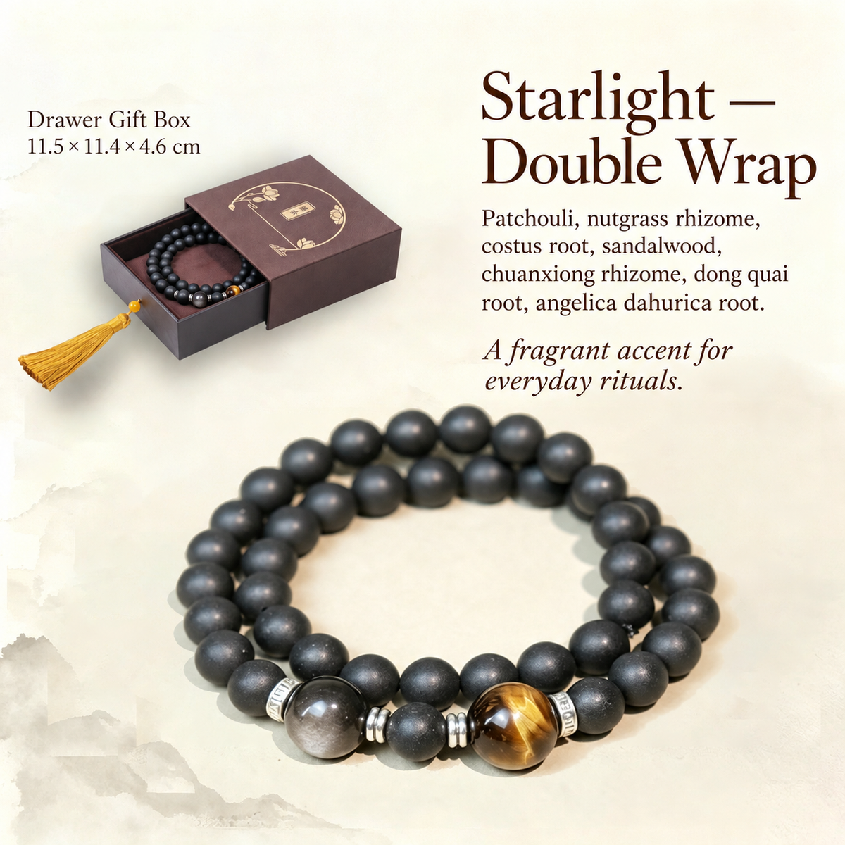 Starlight — Double Wrap herbal incense bracelet and gift box