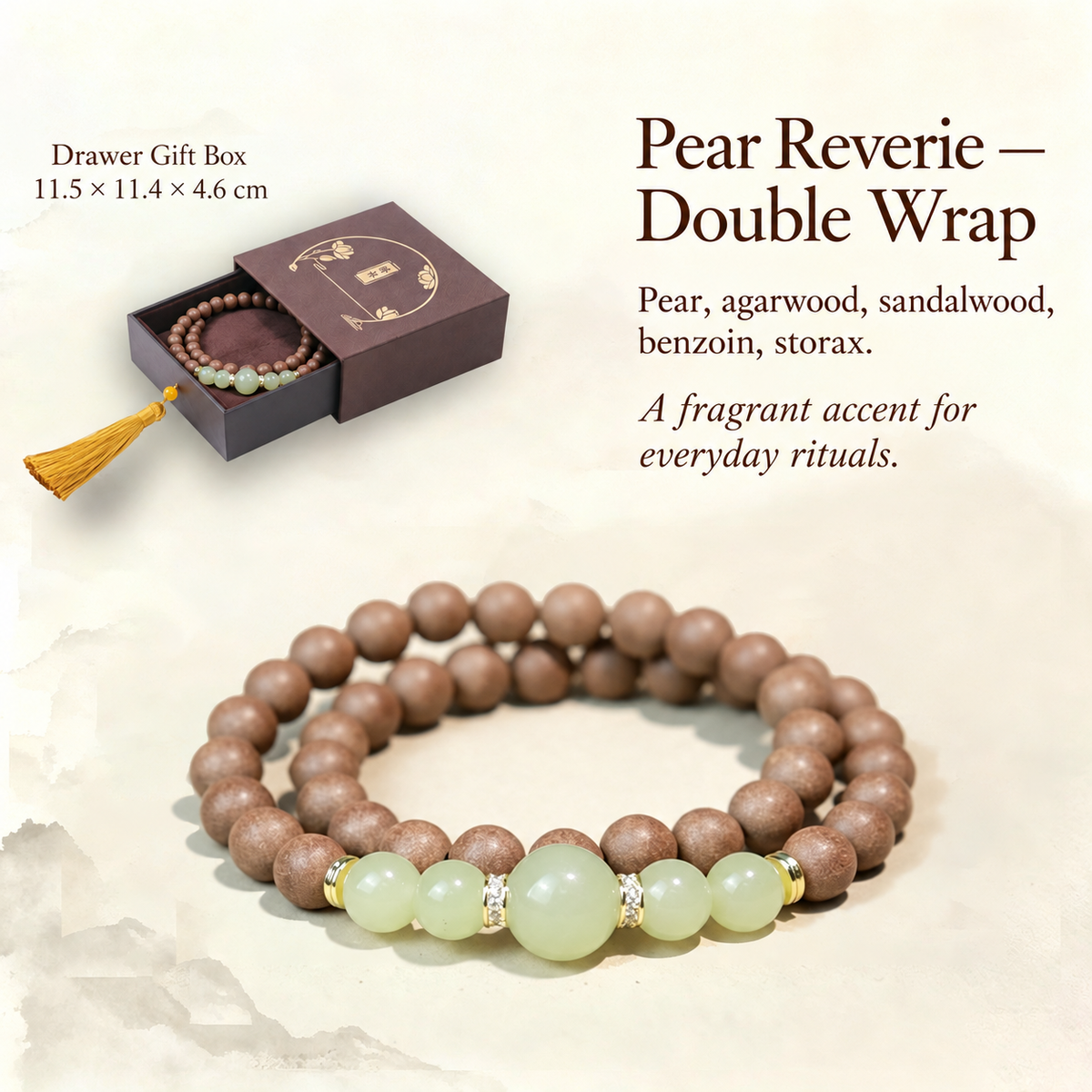 Pear Reverie — Double Wrap herbal incense bracelet and gift box
