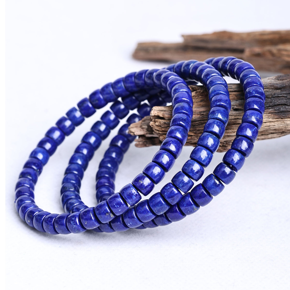Lapis lazuli short cylinder bead texture close-up