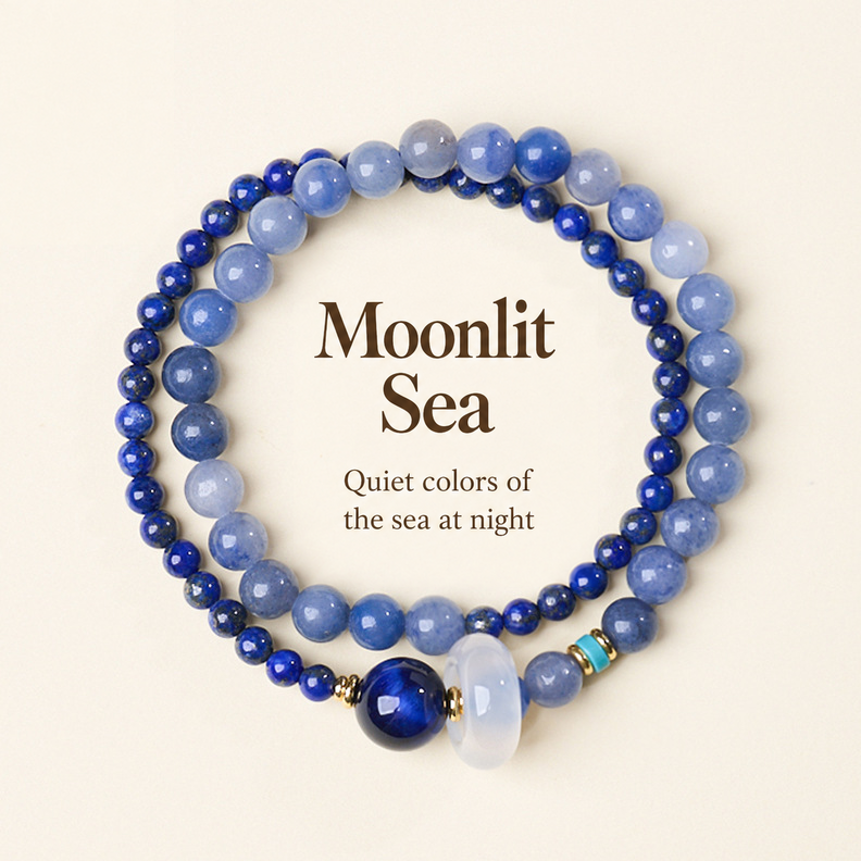 Moonlit Sea blue aventurine and lapis bracelet