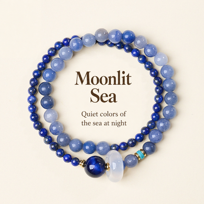 Moonlit Sea blue aventurine and lapis bracelet