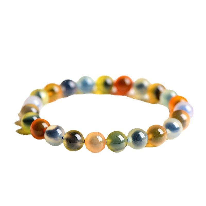 Original multicolor agate bracelet photograph on white