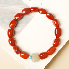 Red Agate with Jade Peach