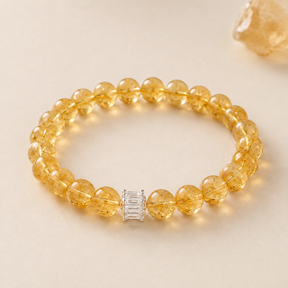 Natural Citrine Bracelet – 10mm – centered flatlay product view