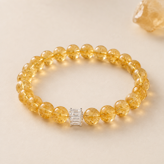 Natural Citrine Bracelet – 10mm – centered flatlay product view