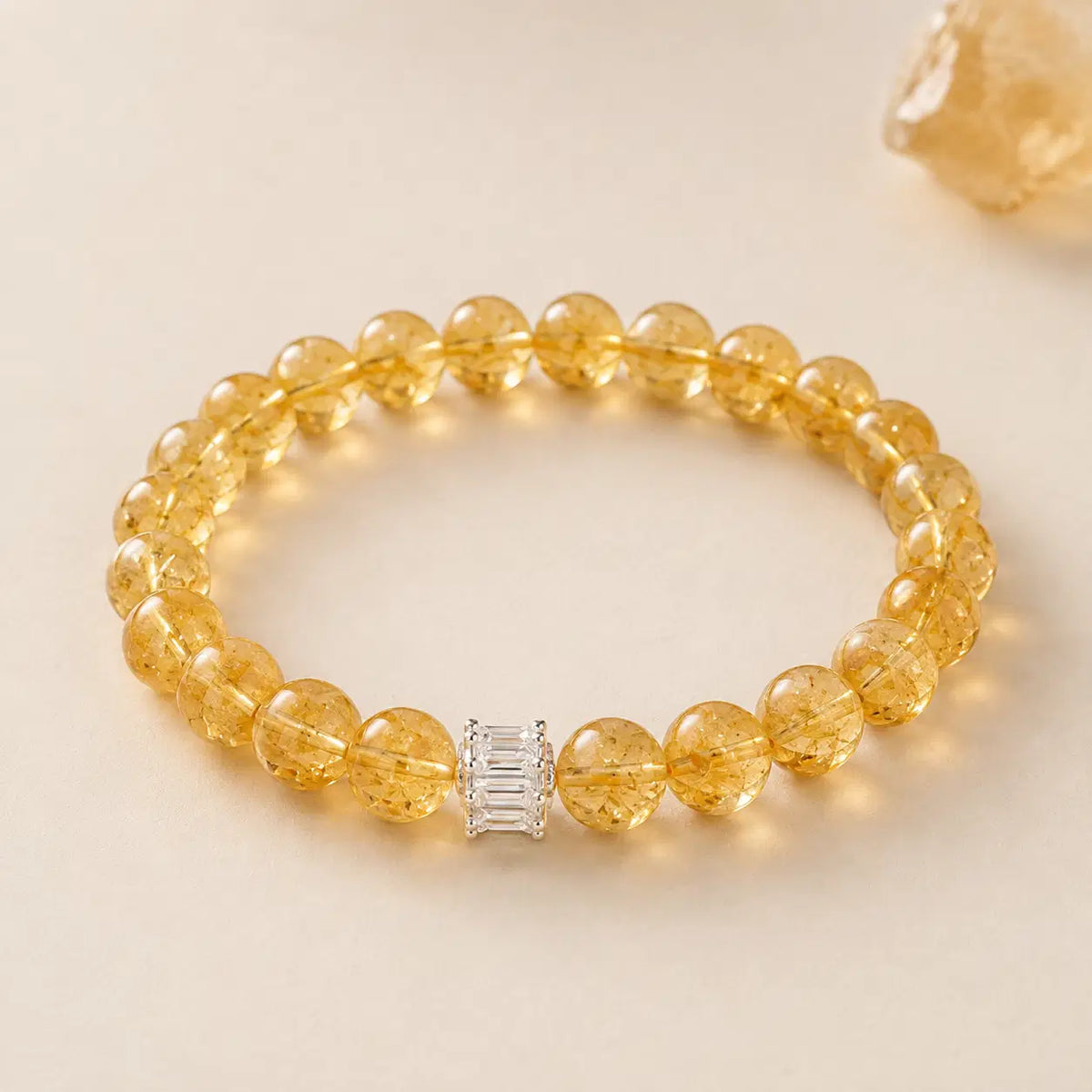 Natural Citrine Bracelet – 10mm – centered flatlay product view