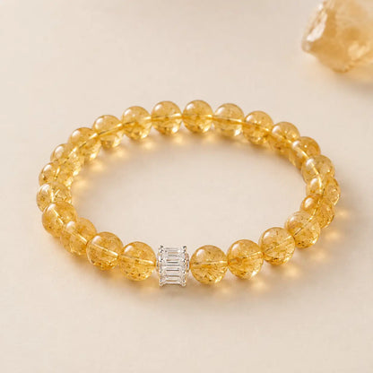 Natural Citrine Bracelet – 10mm – centered flatlay product view
