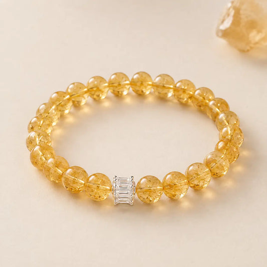 Natural Citrine Bracelet – 10mm – centered flatlay product view