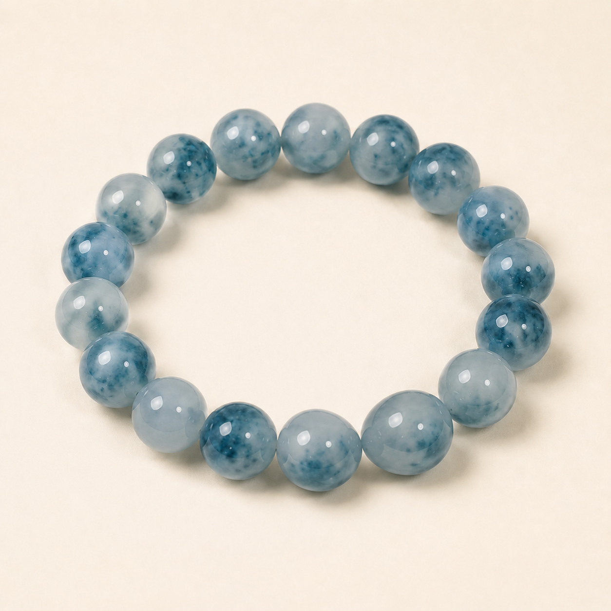 Natural icy blue water jadeite floating flower bracelet – hero view
