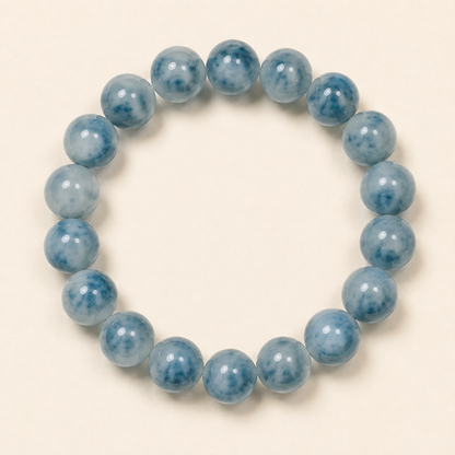 Natural icy blue water jadeite floating flower bracelet – centered flatlay