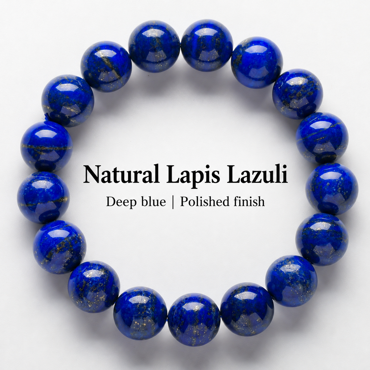 Natural lapis lazuli bracelet with deep blue polished beads