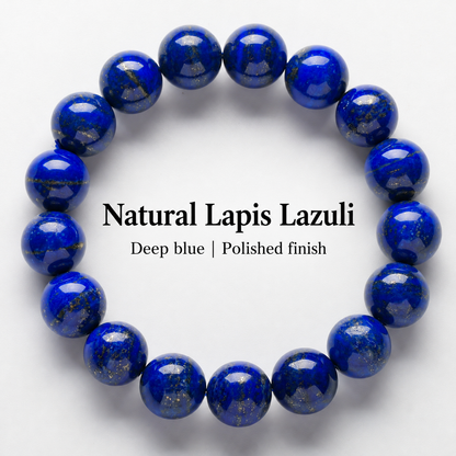 Natural lapis lazuli bracelet with deep blue polished beads