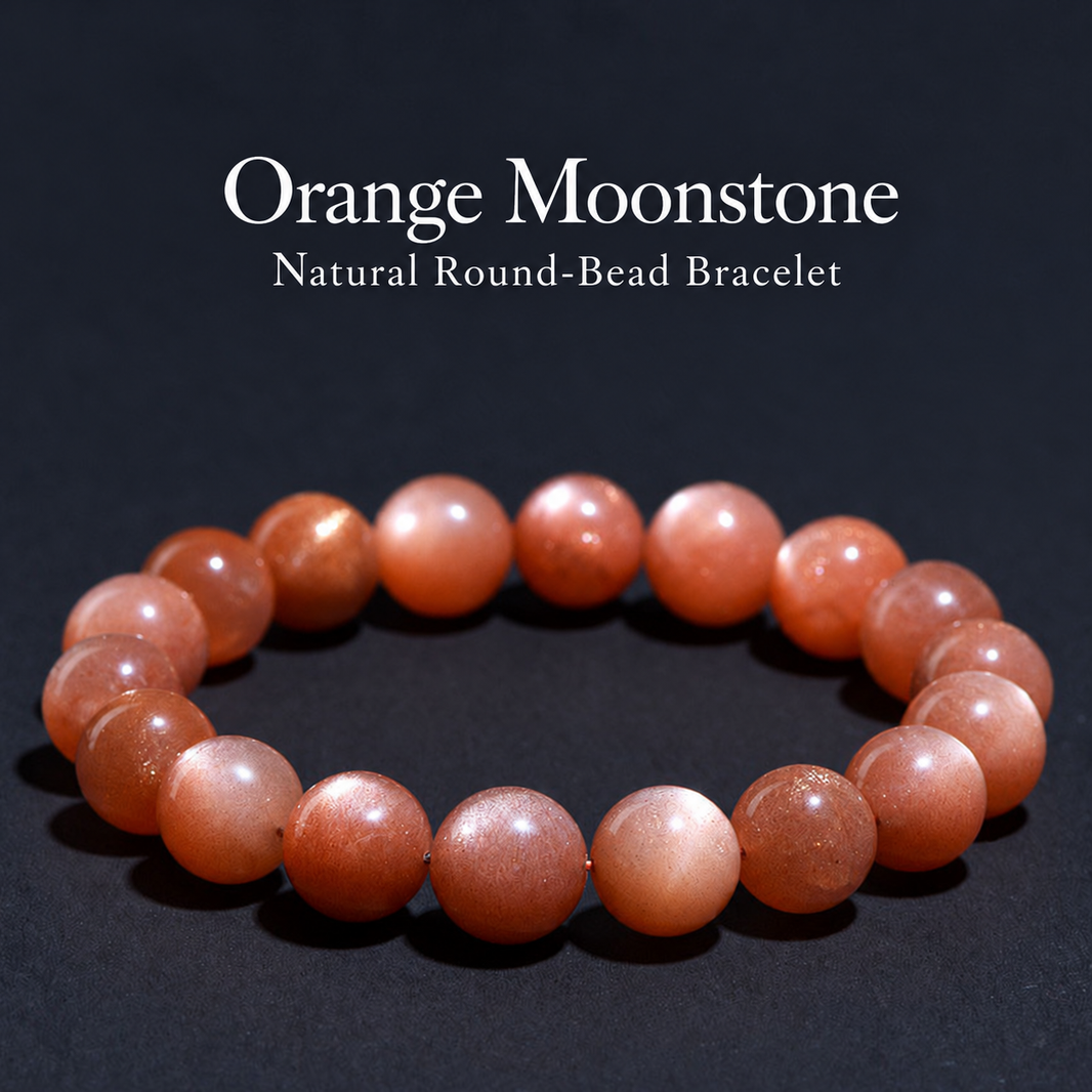 Orange moonstone bracelet color and bead detail