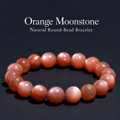 Orange moonstone bracelet color and bead detail