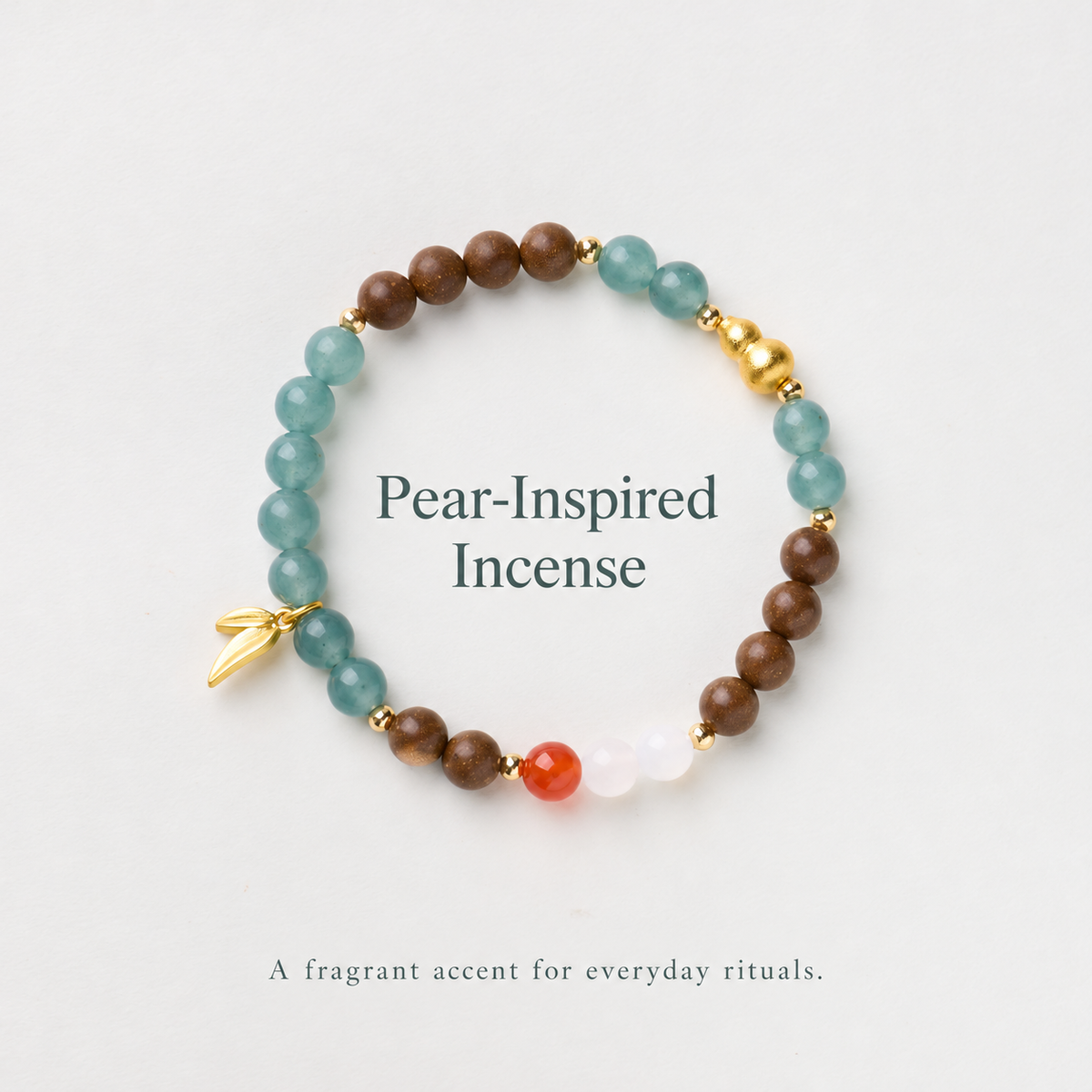Pear-inspired incense bracelet with blue chalcedony and agate