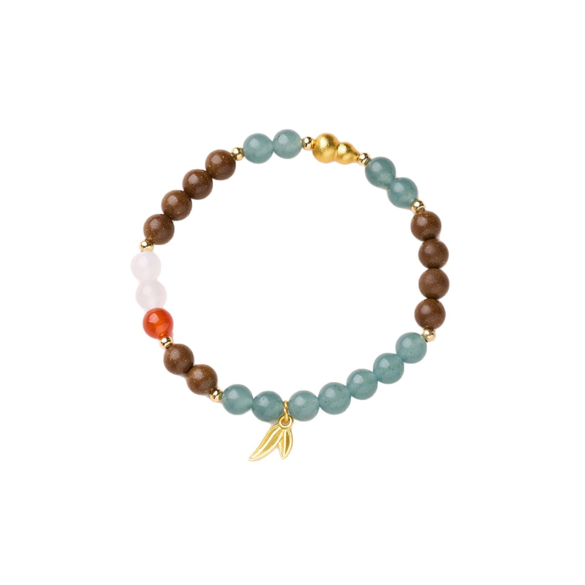 Full bracelet with blue chalcedony, red and white agate