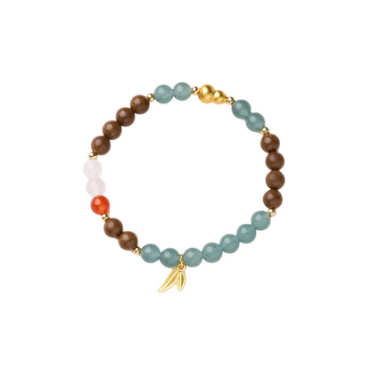 Full bracelet with blue chalcedony, red and white agate