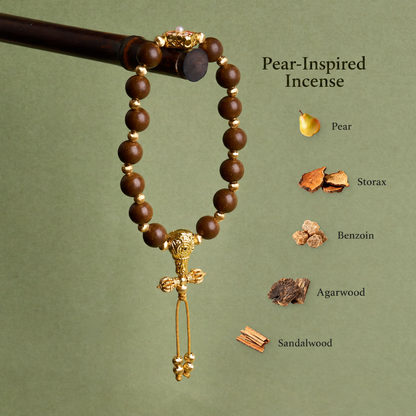 8mm pear incense bracelet and source-listed aromatic ingredients
