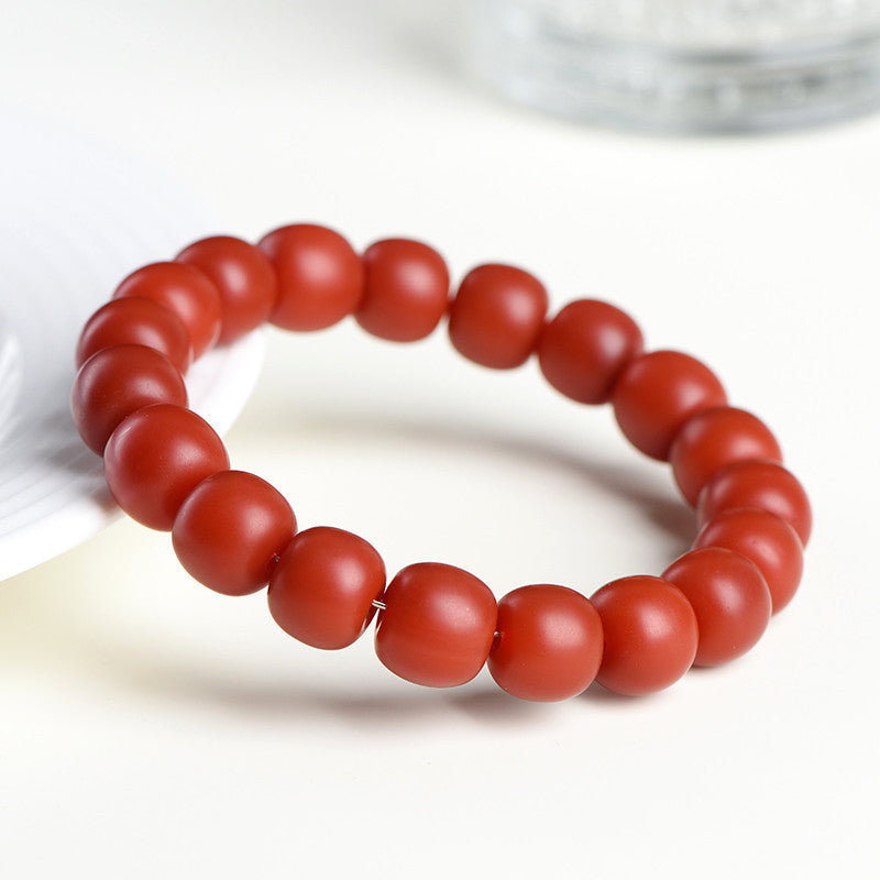 Persimmon red agate barrel bead bracelet – alternate view