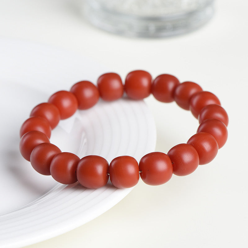 Persimmon red agate barrel bead bracelet – alternate view