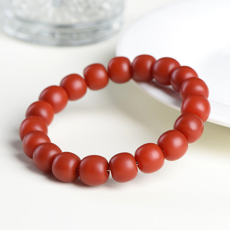 Persimmon red agate barrel bead bracelet – alternate view