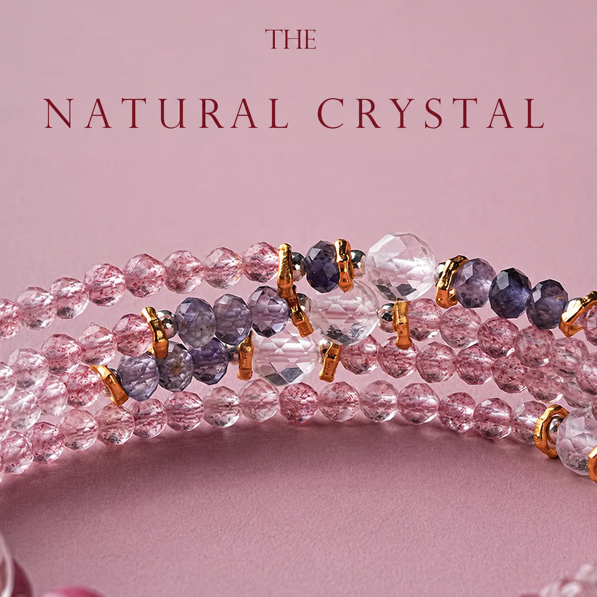 Pink crystal bracelet original photograph, supplier logo removed and text translated