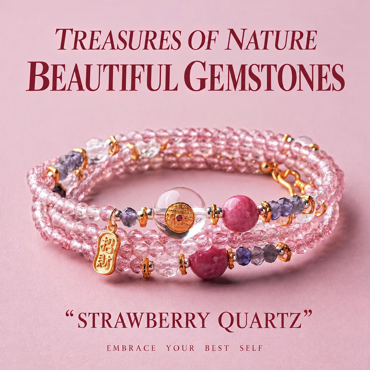 Pink crystal bracelet original photograph, supplier logo removed and text translated