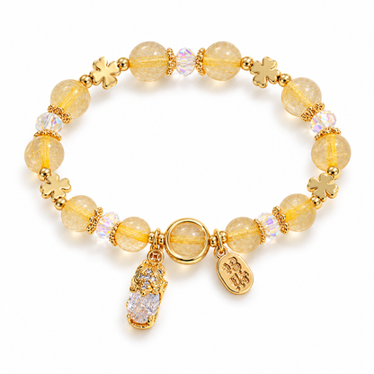 Golden rutilated quartz Pixiu bracelet – 8mm