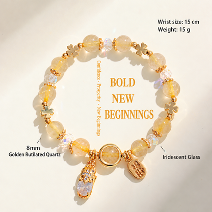 Golden rutilated quartz Pixiu bracelet – 8mm