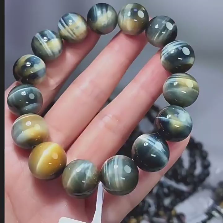 Stone of Courage: Natural Blue & Gold Tiger Eye for Balance