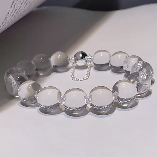 Clear quartz bubble bead bracelet product video