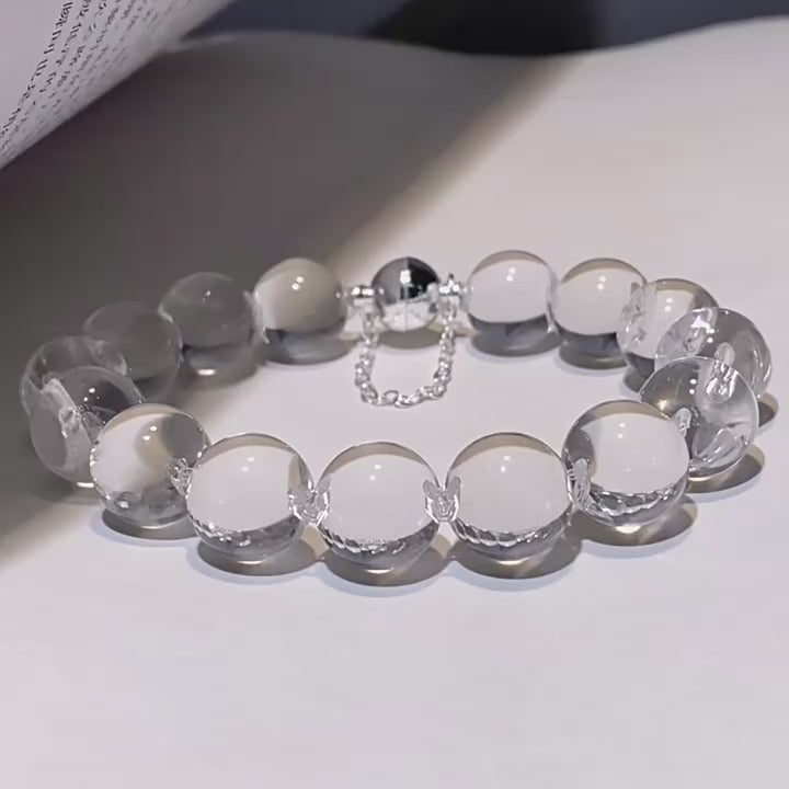 Clear quartz bubble bead bracelet product video