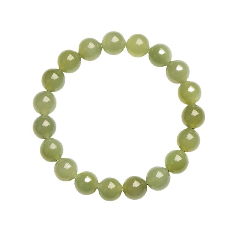 Light green jade bracelet shown from above