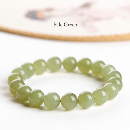 Pale green jade bead bracelet