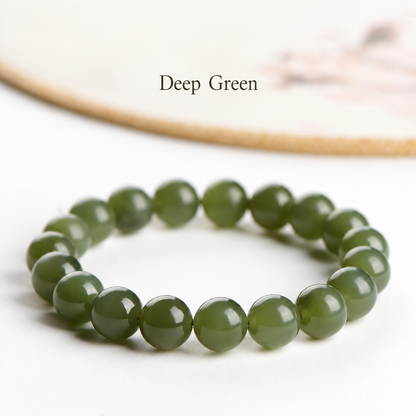 Deep green jade bead bracelet